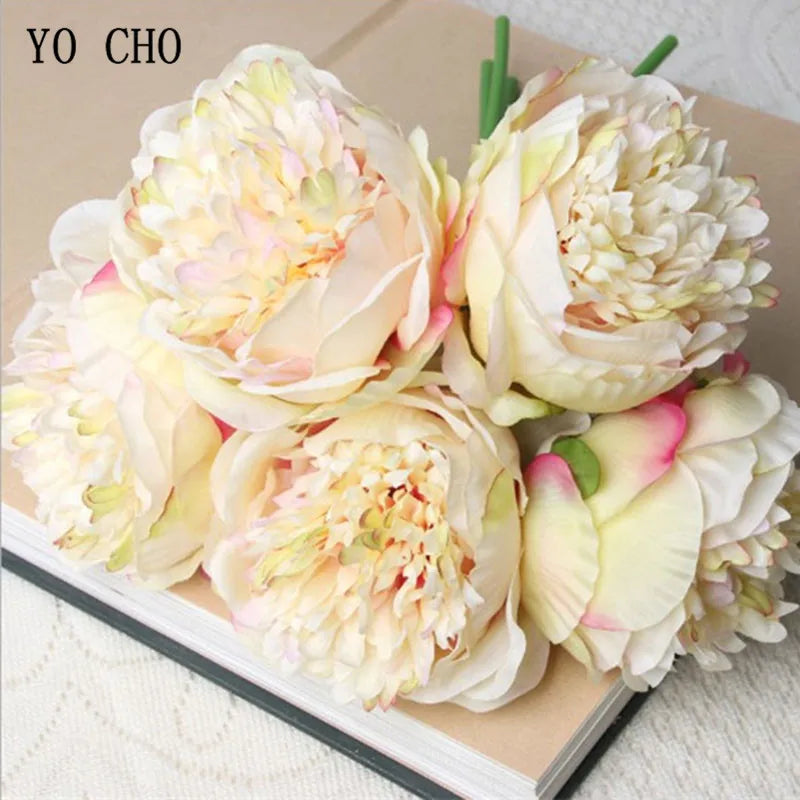 パーティー・インテリア装飾| 造花ピオニー シルクフラワーブーケ(32c)