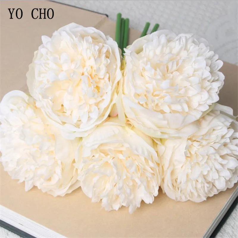 パーティー・インテリア装飾| 造花ピオニー シルクフラワーブーケ(32c)