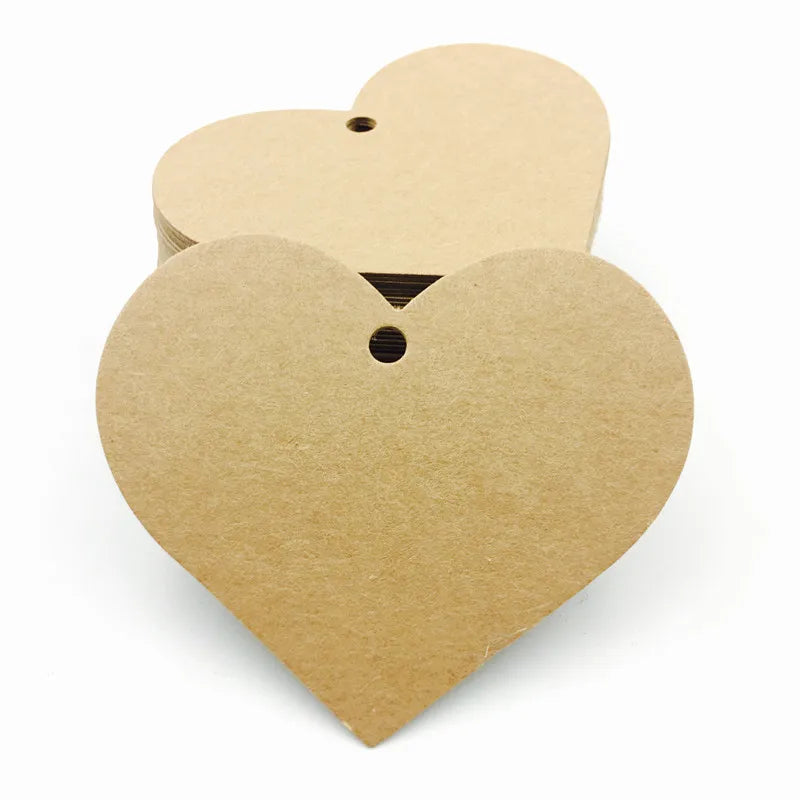 イベント・ハロウィングッズ|ハート型クラフト紙タグ 100個セット 6.5x5cm