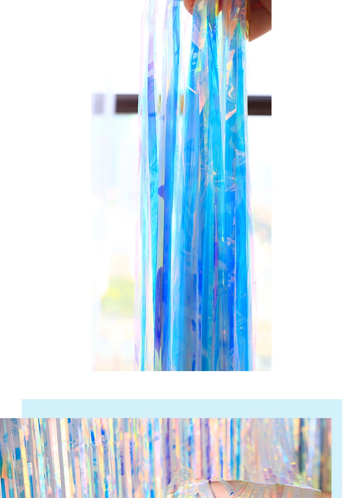 パーティー・インテリア用装飾 キラキラ!オーロラカラーカーテン 長さ1M/2M/3M