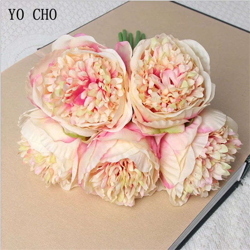 パーティー・インテリア装飾| 造花ピオニー シルクフラワーブーケ(32c)
