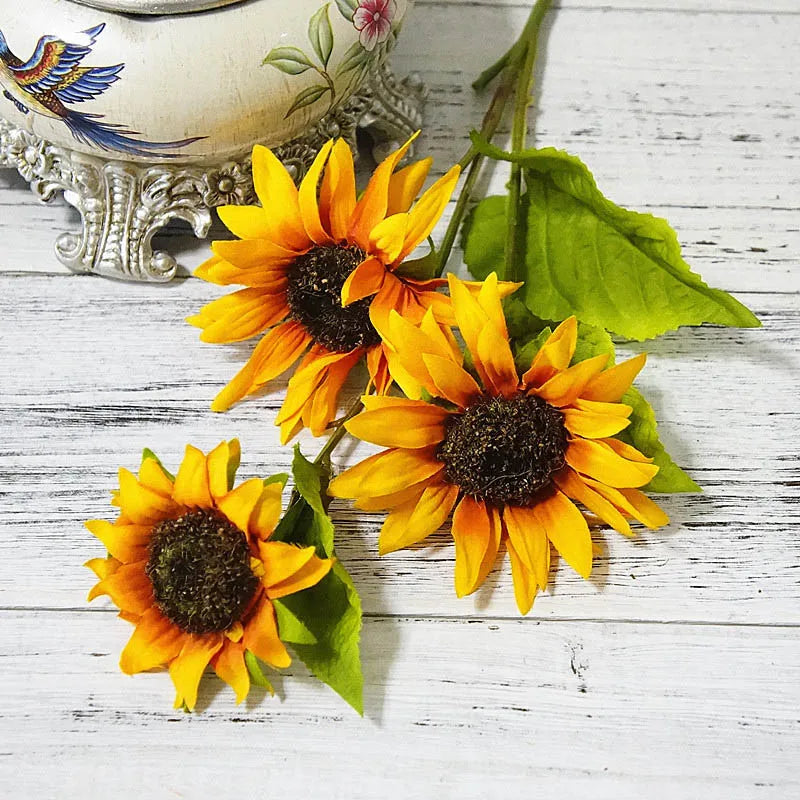 長さ50cmの秋のシルク人工ひまわりDIY花枝・自宅の結婚式の秋の装飾・偽のプラスチック製の茎のひまわり