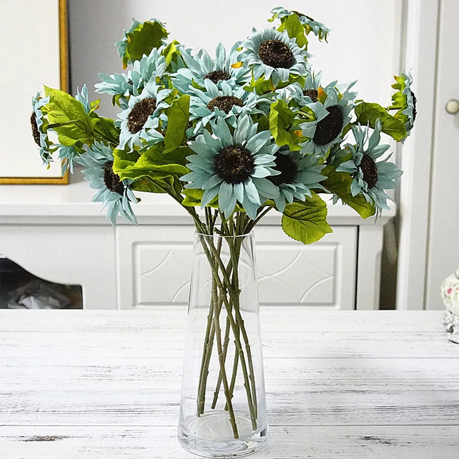 長さ50cmの秋のシルク人工ひまわりDIY花枝・自宅の結婚式の秋の装飾・偽のプラスチック製の茎のひまわり