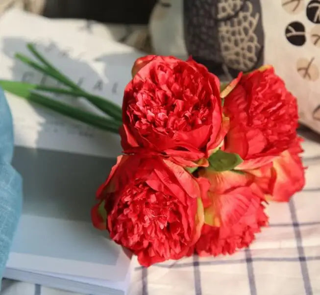 パーティー・インテリア装飾| 造花ピオニー シルクフラワーブーケ(32c)