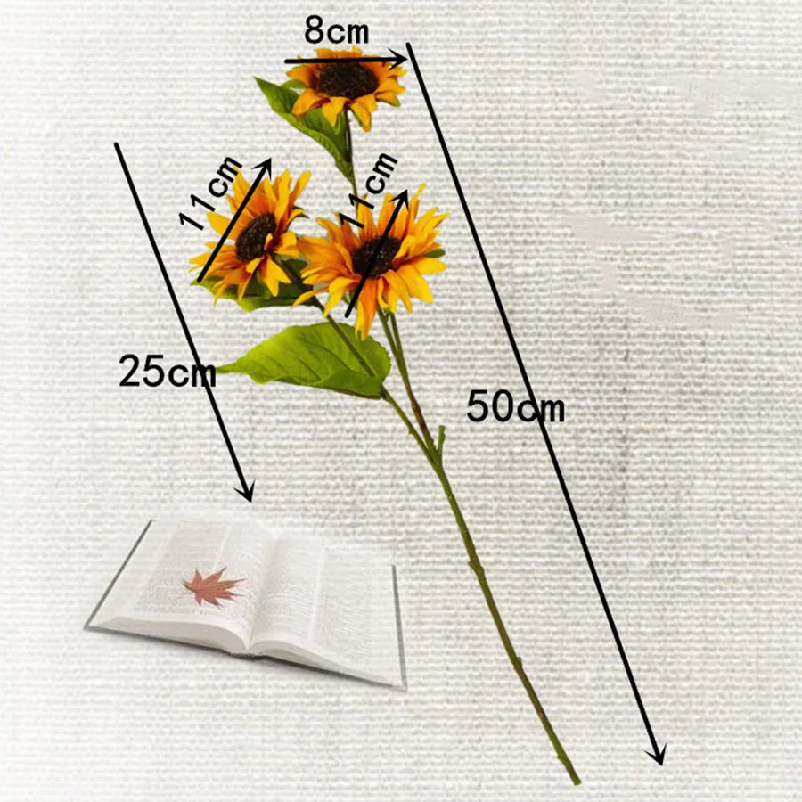 長さ50cmの秋のシルク人工ひまわりDIY花枝・自宅の結婚式の秋の装飾・偽のプラスチック製の茎のひまわり