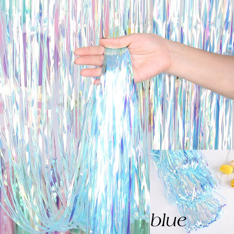 パーティー・インテリア用装飾 キラキラ!オーロラカラーカーテン 長さ1M/2M/3M