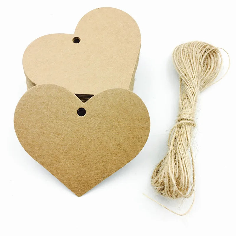 イベント・ハロウィングッズ|ハート型クラフト紙タグ 100個セット 6.5x5cm