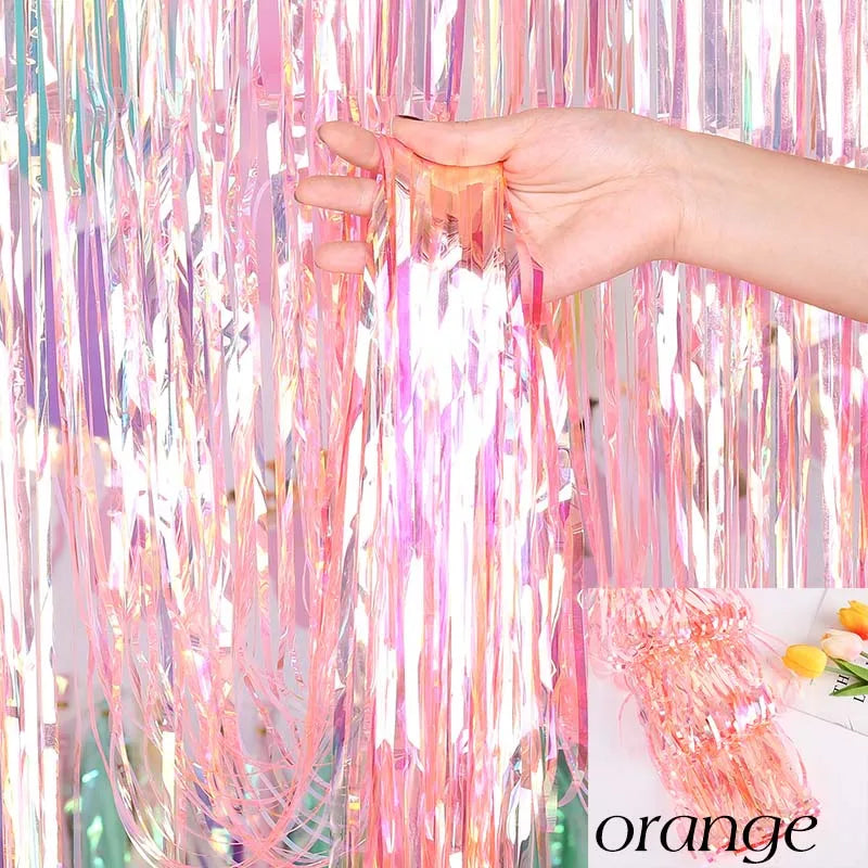 パーティー・インテリア用装飾 キラキラ!オーロラカラーカーテン 長さ1M/2M/3M