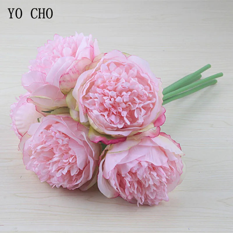 パーティー・インテリア装飾| 造花ピオニー シルクフラワーブーケ(32c)