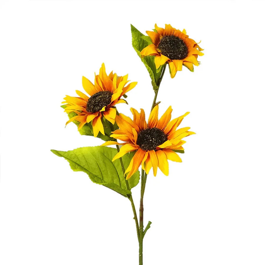 長さ50cmの秋のシルク人工ひまわりDIY花枝・自宅の結婚式の秋の装飾・偽のプラスチック製の茎のひまわり