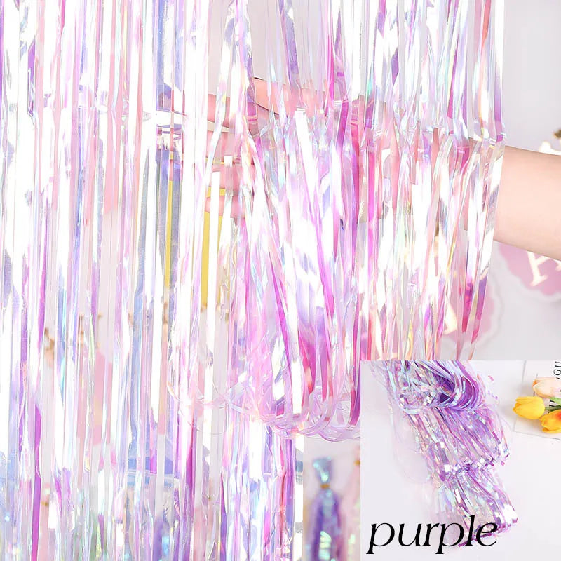 パーティー・インテリア用装飾 キラキラ!オーロラカラーカーテン 長さ1M/2M/3M