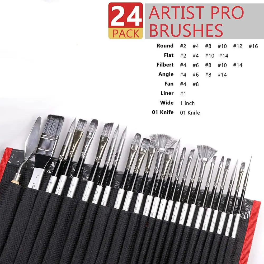 24本入りナイロン毛 水彩用絵筆セット