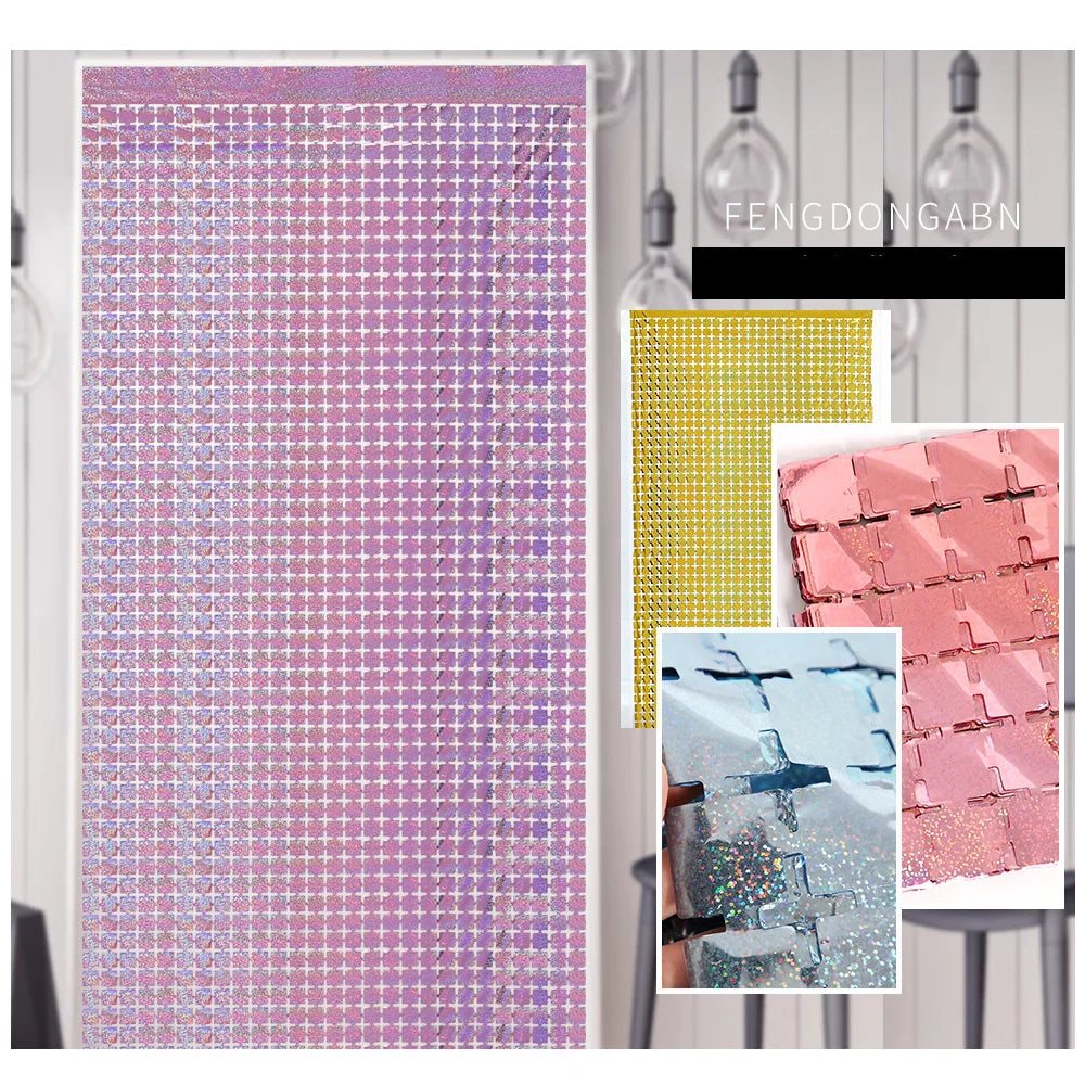 パーティー・インテリア装飾 キラキラ!カーテン 2枚入 ミラーボール風デザイン