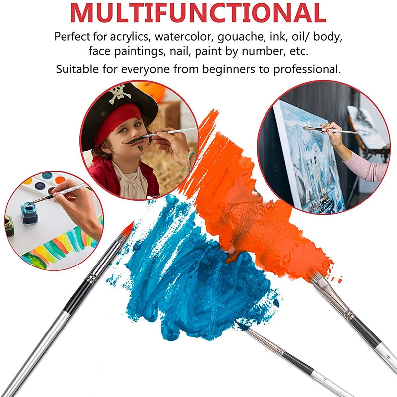 24本入りナイロン毛 水彩用絵筆セット