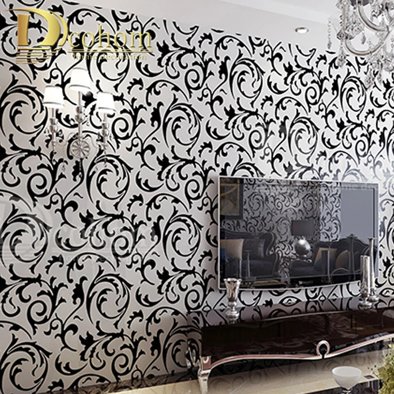 壁面装飾 ダマスク柄壁紙シート 53c幅×9.5M 防湿・防カビ機能