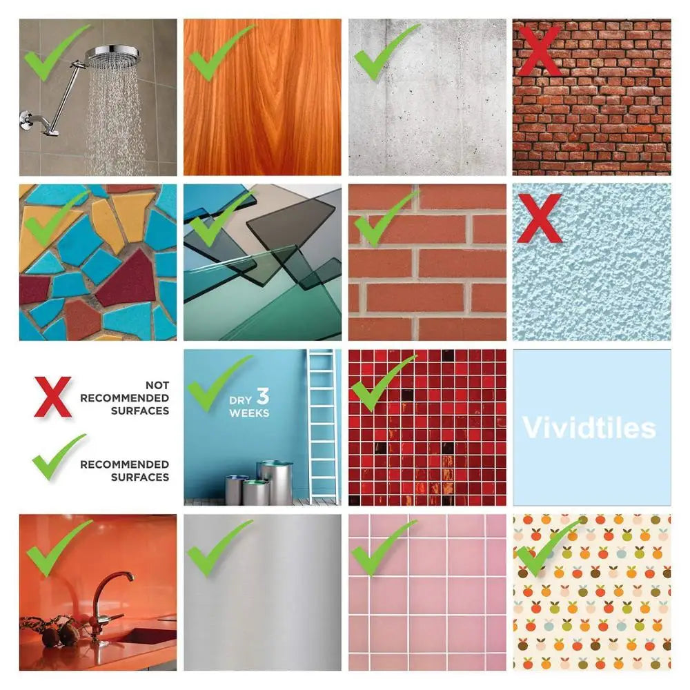 DIY用 レンガ型天然石風ステッカー 30.5×30.5㎝ 5pcs 正方形タイルデザイン