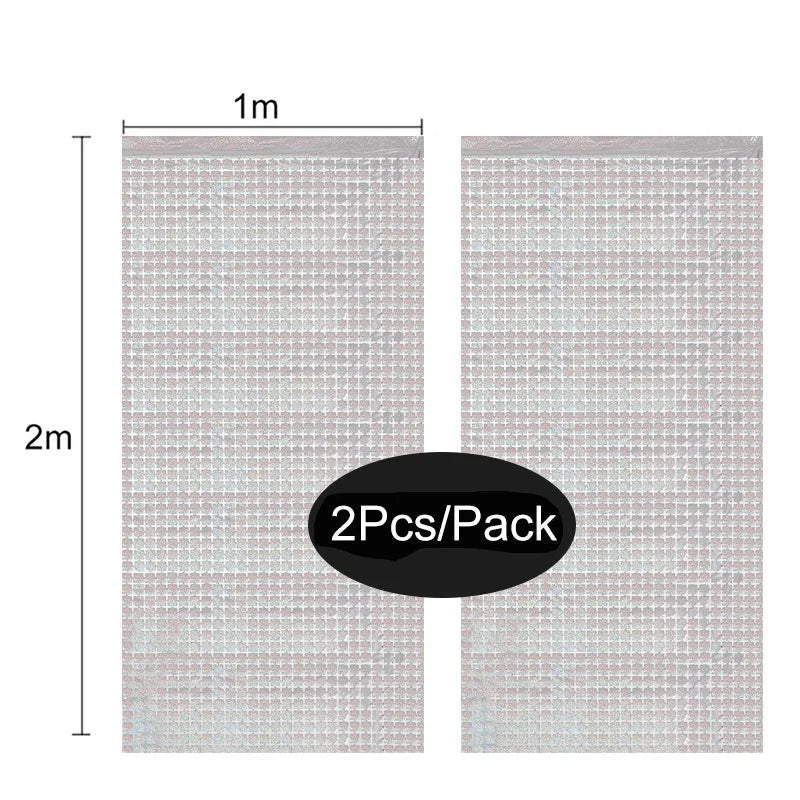 パーティー・インテリア装飾 キラキラ!カーテン 2枚入 ミラーボール風デザイン