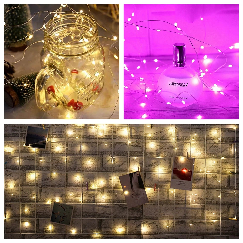 ドレープライト|イベント・クリスマス装飾|選べる電源!LEDストリングガーランドライト(1M/2M/5M/10M)