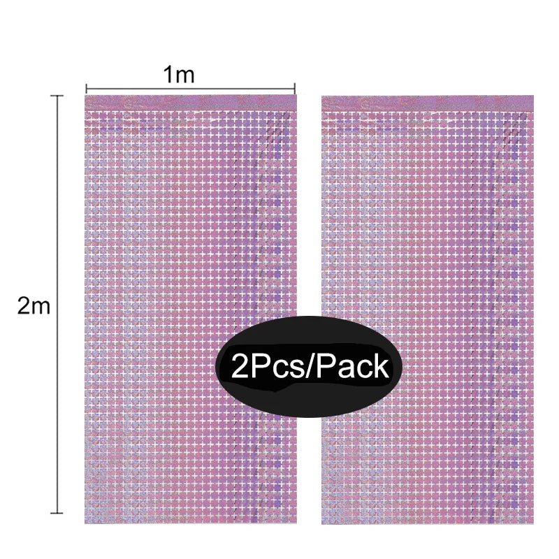パーティー・インテリア装飾 キラキラ!カーテン 2枚入 ミラーボール風デザイン