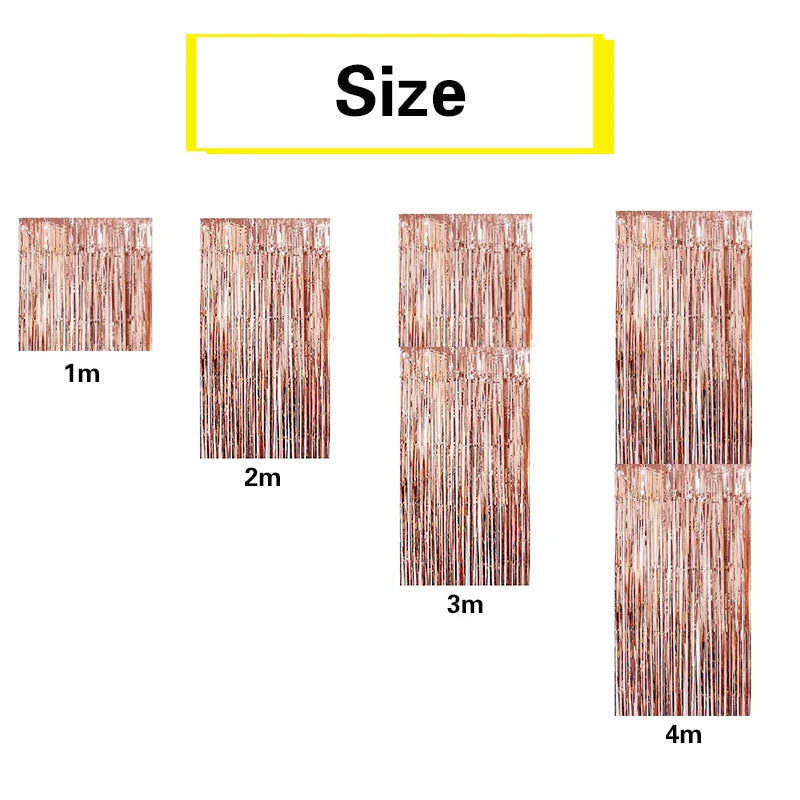 パーティー・インテリア装飾 メタリックカラーカーテン 幅1M 長さ1M/2M/3M/4M