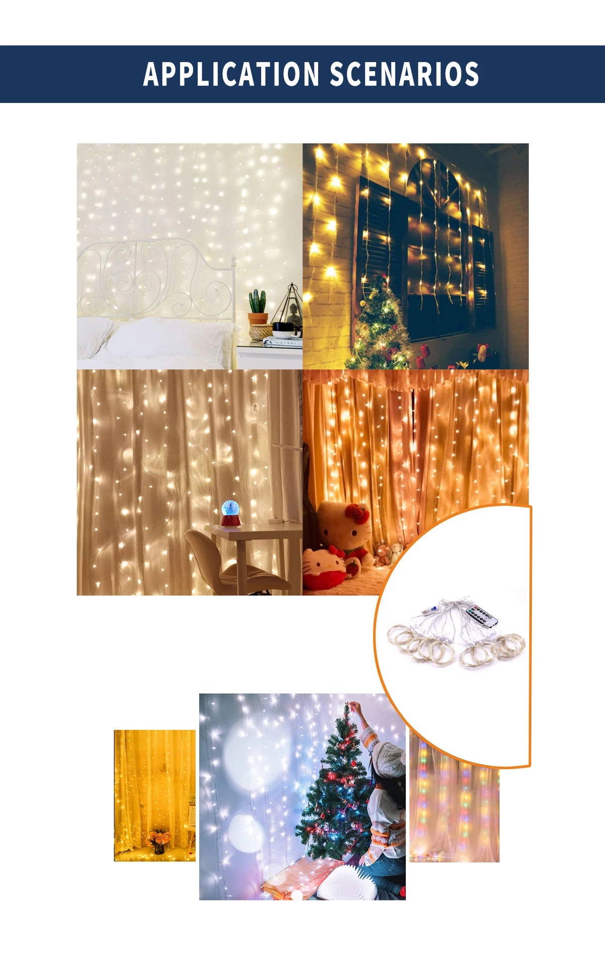 カーテンライト|イベント・クリスマス装飾|防水クリスマスカーテンライトUSB接続(幅3M/4M/6M)