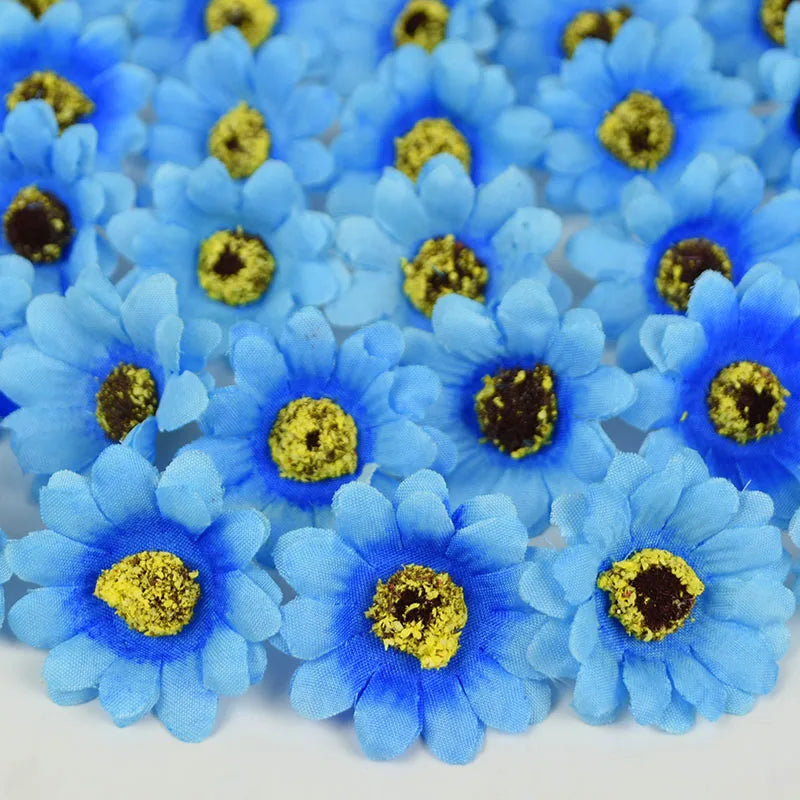 50/100個 4.5cm 小ぶりなフェイクグリーン シルク素材の ひまわり・デイジー