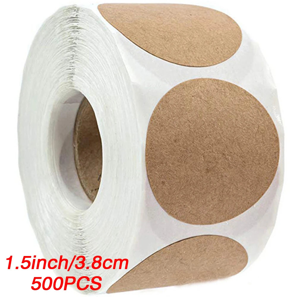 |ノベルティ用品 | クラフト紙丸型ステッカー 500枚入 | 直径2.5 / 3.8㎝