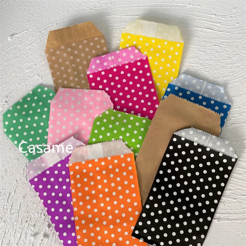 |ノベルティ用品 | ドット柄クラフトミニ紙袋 50枚入り | 8×15c