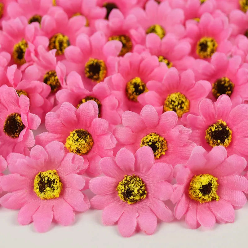 50/100個 4.5cm 小ぶりなフェイクグリーン シルク素材の ひまわり・デイジー