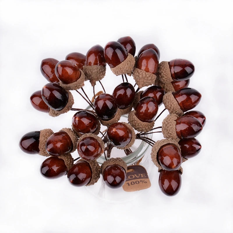 【クラフト・インテリア装飾】可愛い松ぼっくり型造花(6個入)