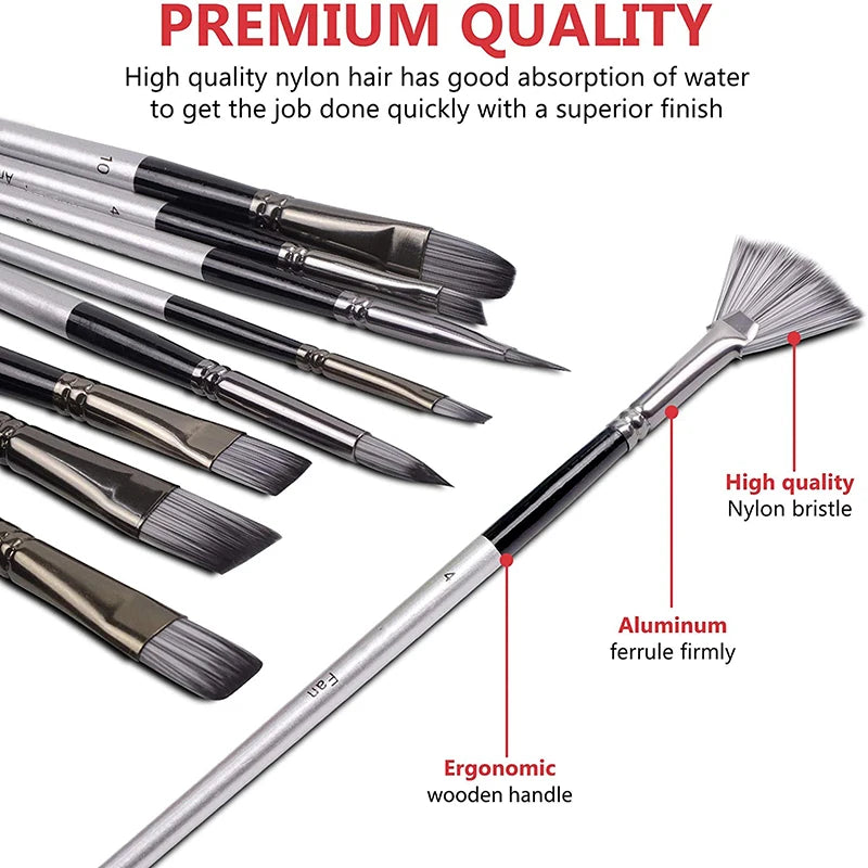 24本入りナイロン毛 水彩用絵筆セット