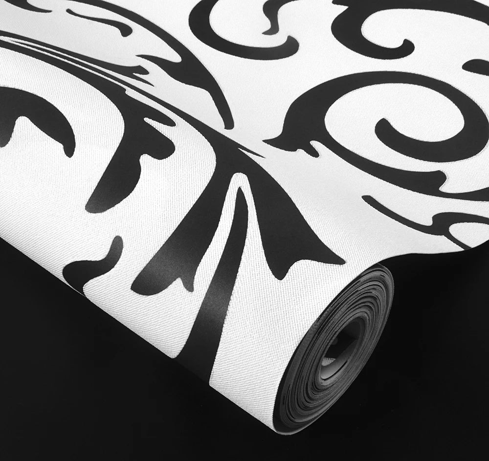 壁面装飾 ダマスク柄壁紙シート 53c幅×9.5M 防湿・防カビ機能