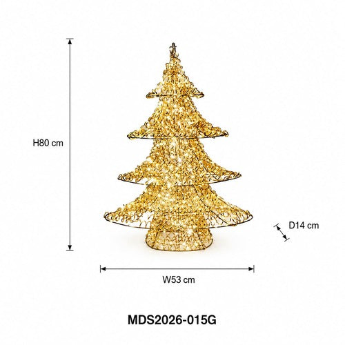 LEDクリスマスツリーオブジェ 80cm ゴールド装飾 サイズ・寸法画像|誉PRINTING