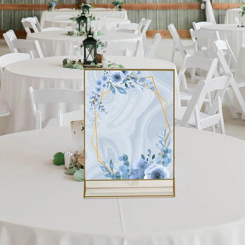 イベント・結婚式装飾|アクリル製ゴールド縁テーブルサインホルダー
