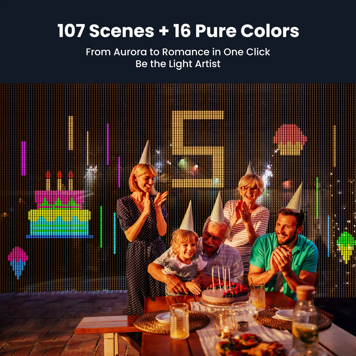 カーテンライト|イベント・クリスマス装飾| Bluetoothスマートカーテンライト(幅2m)