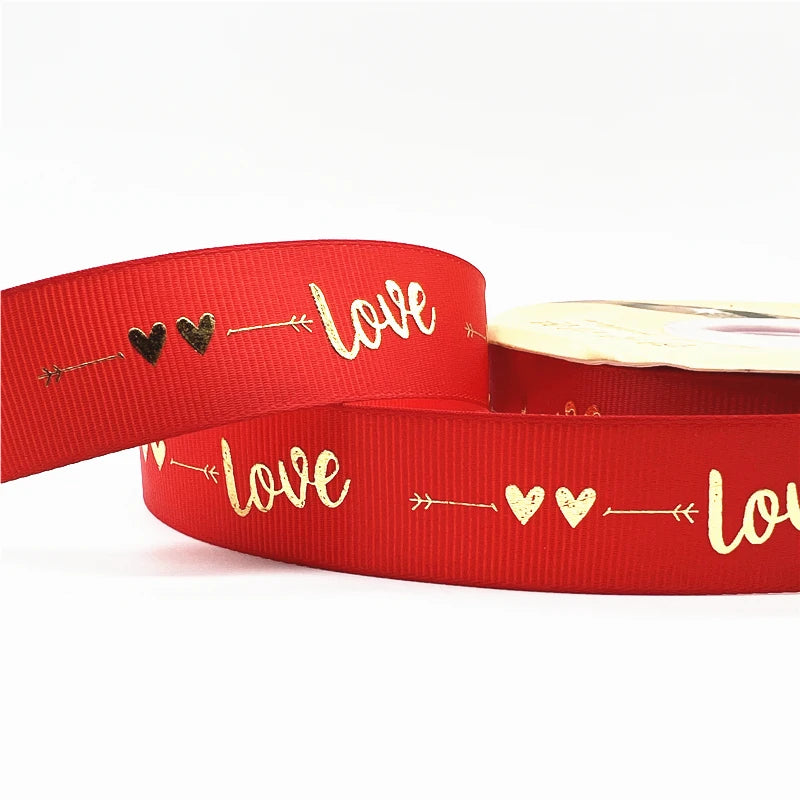 グログラン LOVEリボン 25mm 幅 5ヤード