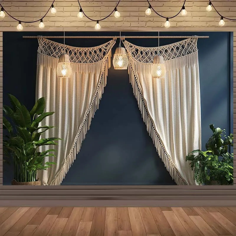 インテリア装飾 フリンジ付きカーテン 豪華デザイン 再利用可能