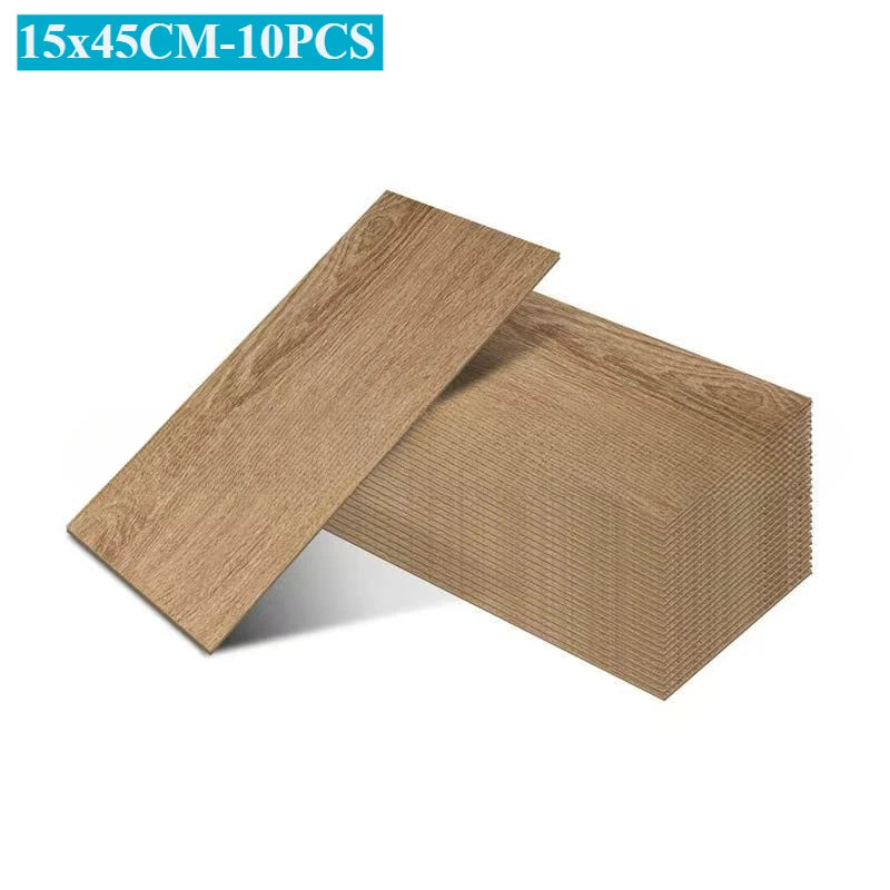 DIYフロアシート 天然木目風 床ステッカー 幅15cm x 45cm 10枚入