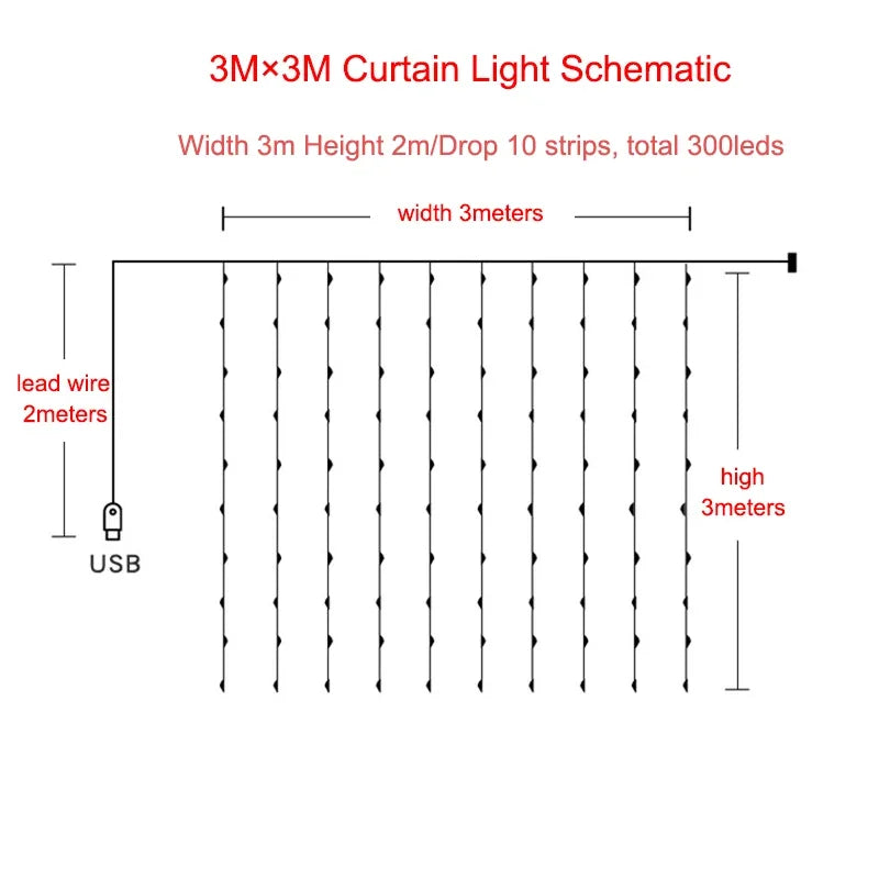 カーテンライト|イベント・パーティー装飾|LED防水カーテンライト(幅3M)