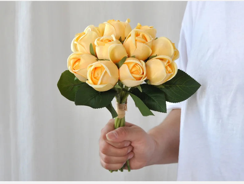 パーティー・インテリア装飾|造花シルクローズブーケ(25cm)