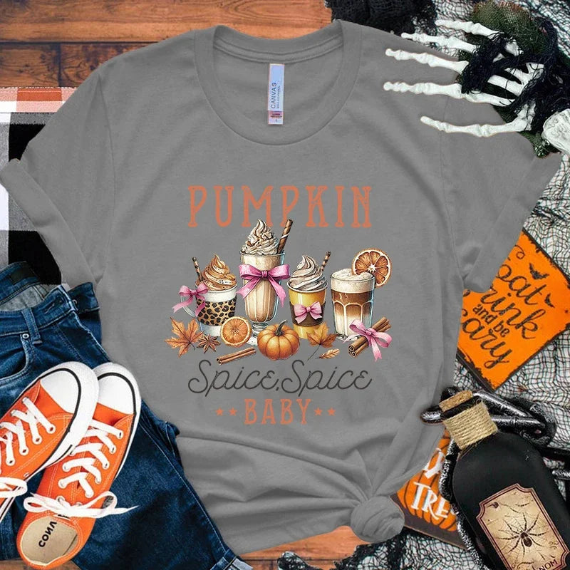 イベント・ハロウィングッズ|レディース ハロウィンスイーツ柄Tシャツ(S~3XL)