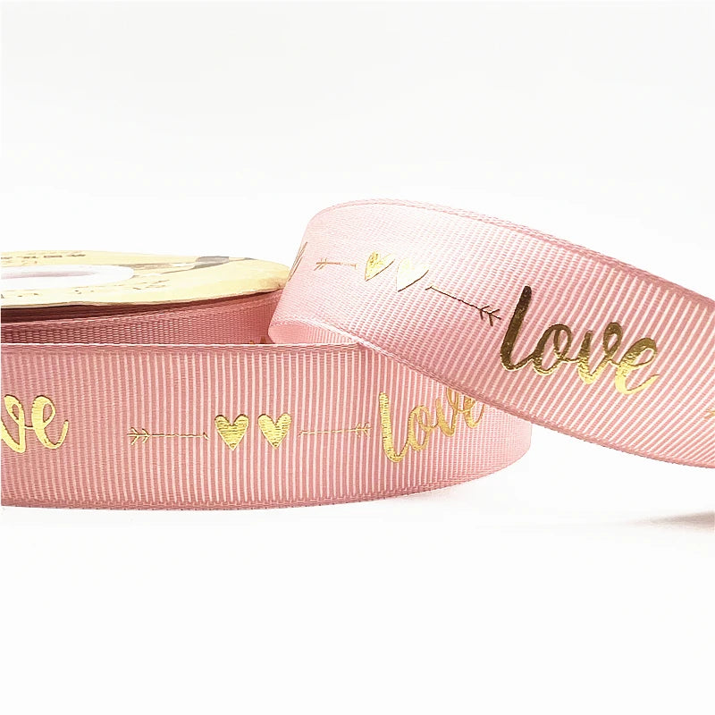 グログラン LOVEリボン 25mm 幅 5ヤード