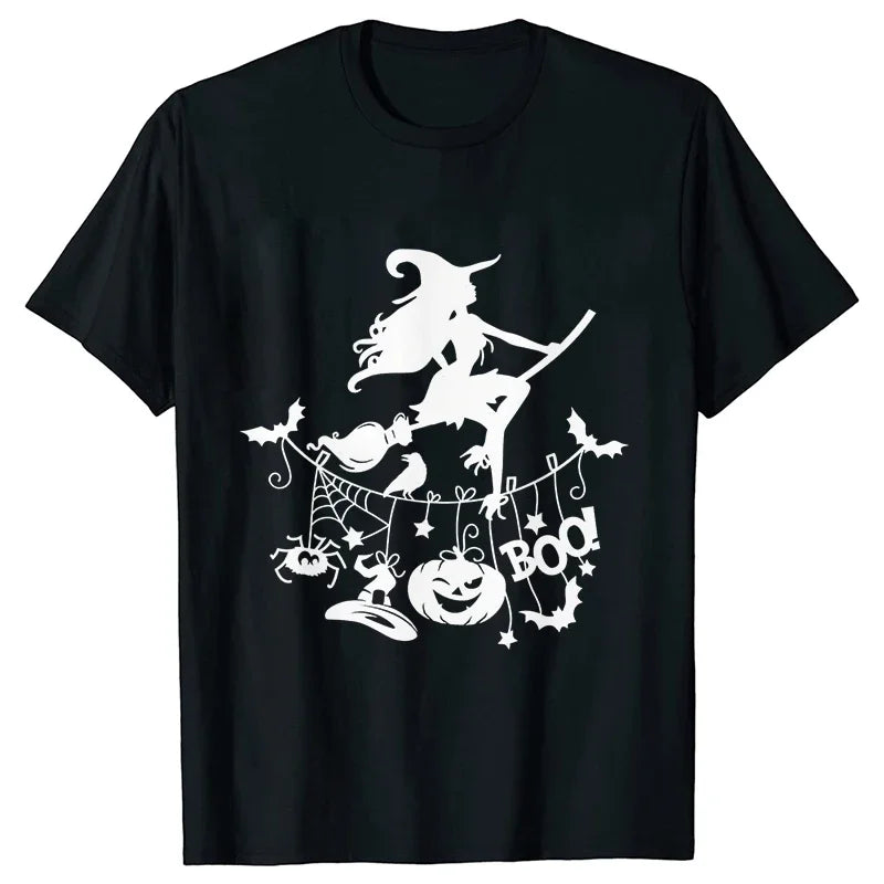 イベント・ハロウィングッズ|レディース ハロウィン魔女柄Tシャツ (S~XXL)
