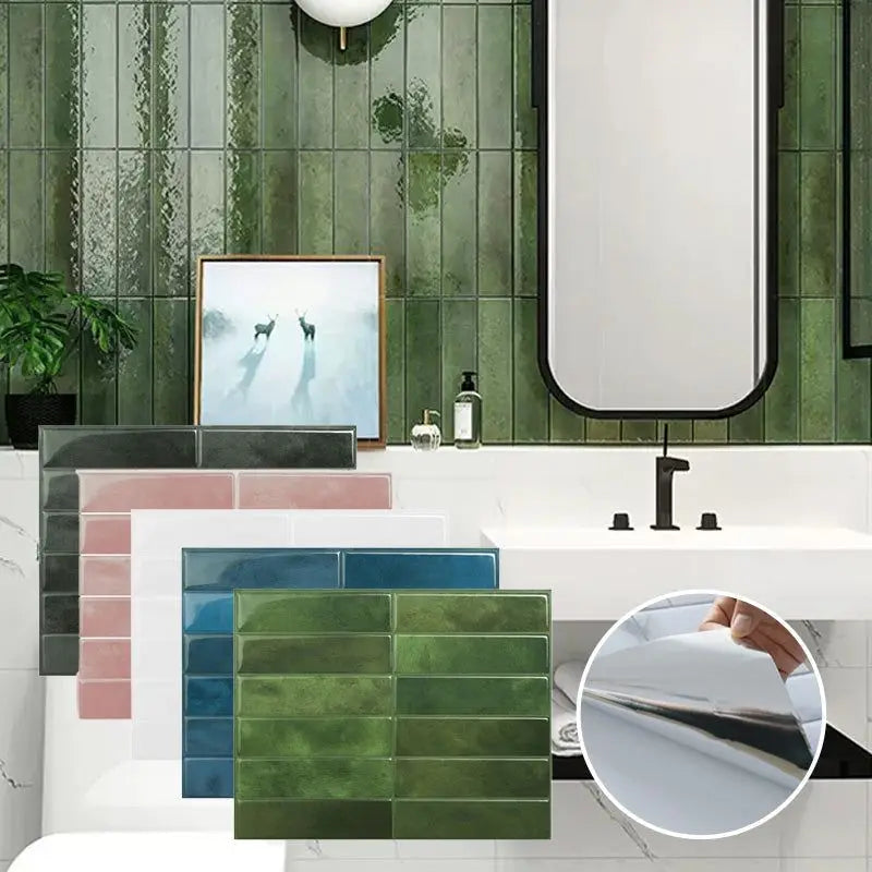 DIY用 レンガ型天然石風ステッカー 29×23㎝ 3pcs 防水性天然石デザイン