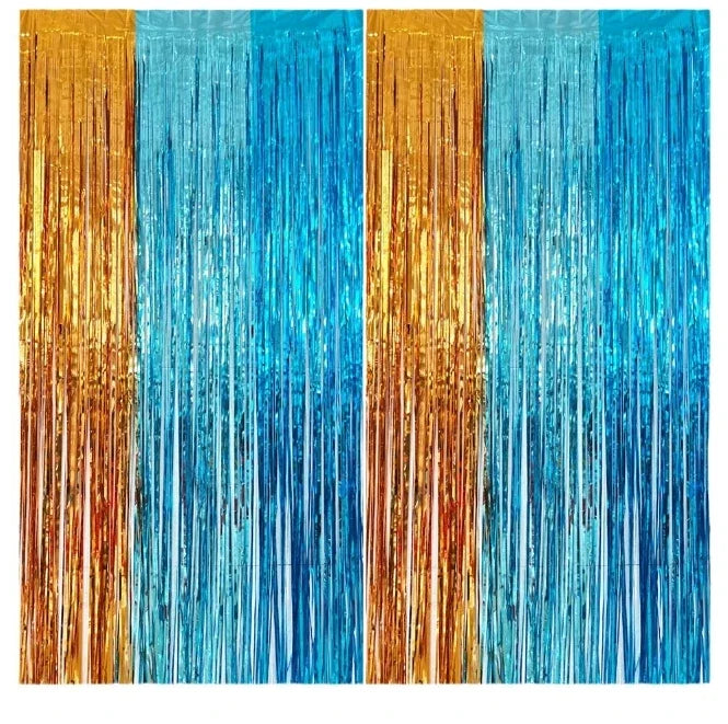 パーティー・インテリア装飾 ブルー&オレンジ系カラフルカーテン 1枚入 マーメイドテーマ