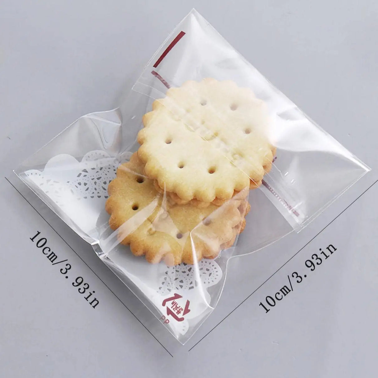 |イベント・ノベルティ用品 |レース柄プリント透明OPP袋 100個セット|10×10c