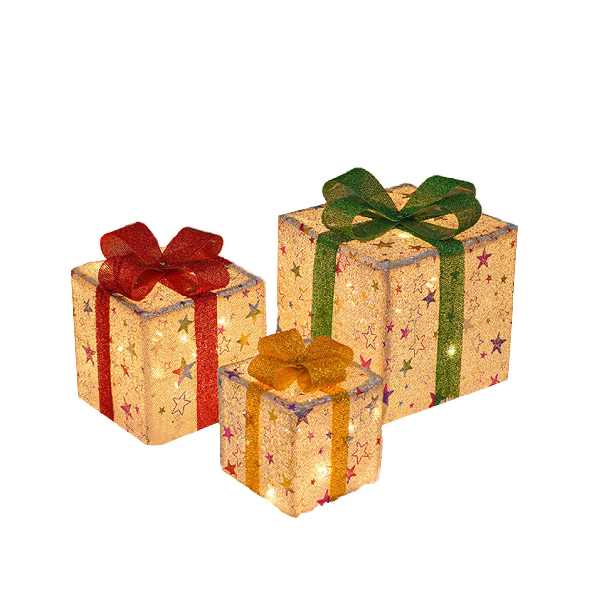 モチーフライト|イベント・クリスマス装飾|ライト付きギフトボックス(3個セット)