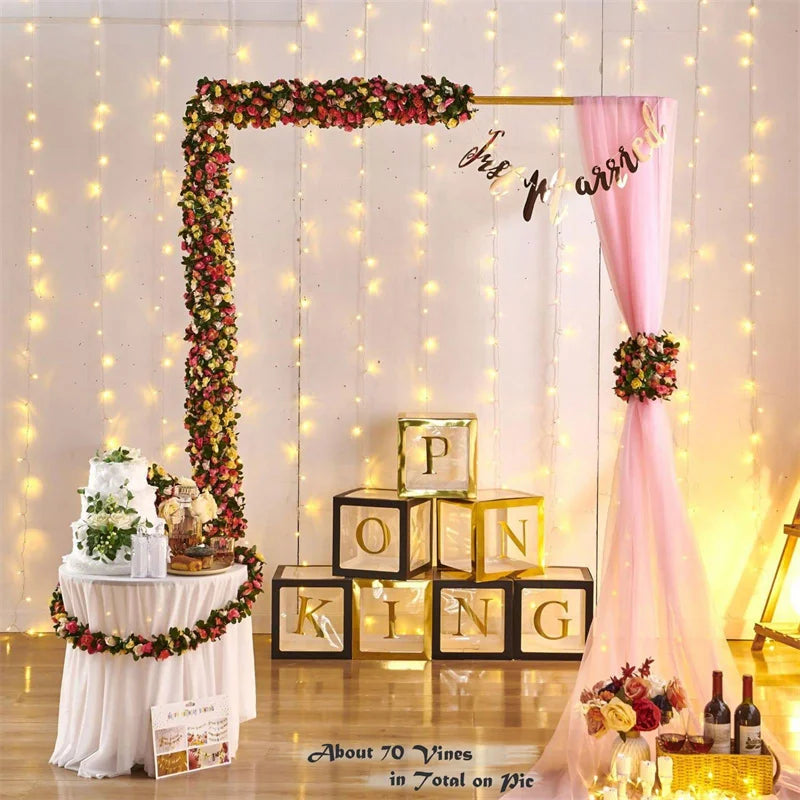 パーティー・インテリア装飾|造花シルクローズガーランド(約2.5M)