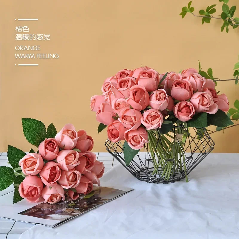 パーティー・インテリア装飾|造花シルクローズブーケ(25cm)