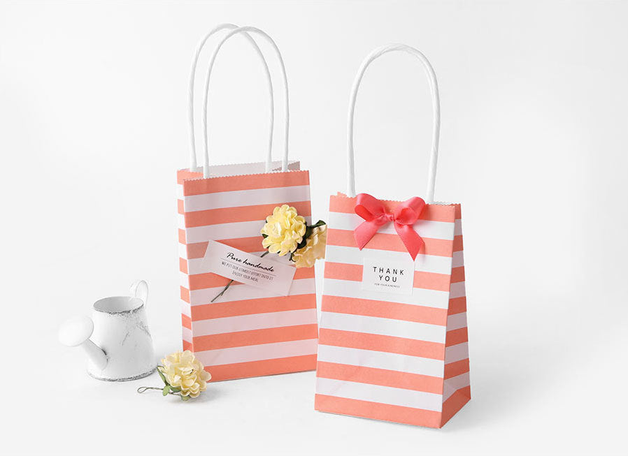 |ノベルティ用品 | ストライプ柄ミニギフトバッグ 10個セット | 7.5×12×5㎝